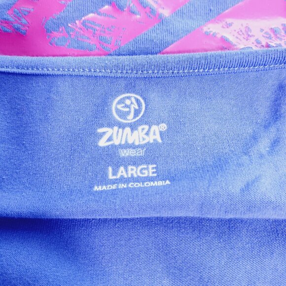Zumba, NWT, Spaghetti Tank, Amethyst Color, Splatter Paint Print on Back, Size L - Picture 3 of 15